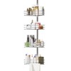 TROPOW Corner Shower Caddy Tension Pole, 4-Tier Rustproof Bathroom Shelves with Built-In Towel Bars, 75-110 Inch Adjustable Bathtub Storage, Silver - 4 of 4