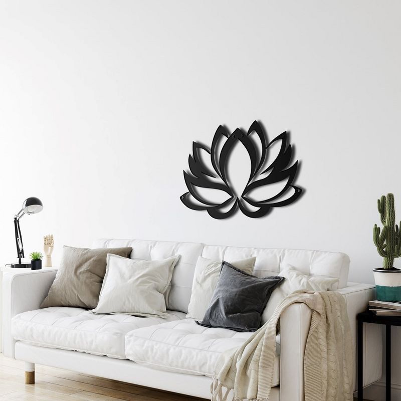 Sussexhome Lotus Flower Metal Wall Decor for Home and Outside - Wall-Mounted Geometric Wall Art Decor - Drop Shadow 3D Effect, 2 of 4