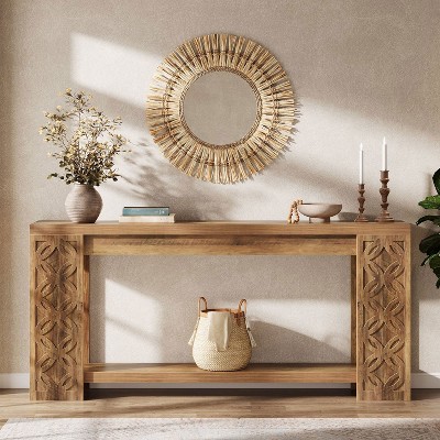 Hommoo Narrow Console Table with Storage Brown