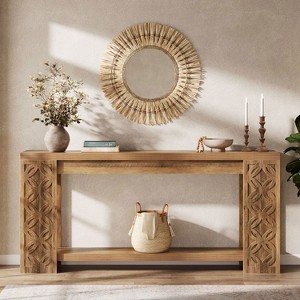 Hommoo Narrow Console Table with Storage Brown - 1 of 4