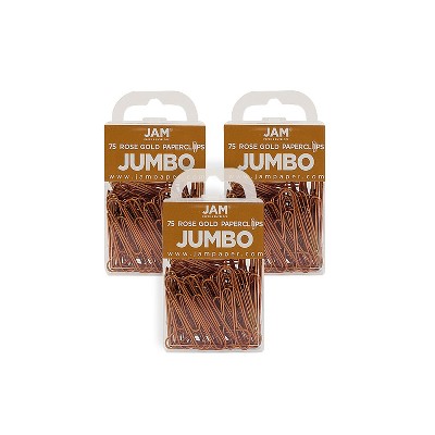 JAM Paper Jumbo Smooth Paper Clip Rose Gold 3/Pack 21832059B