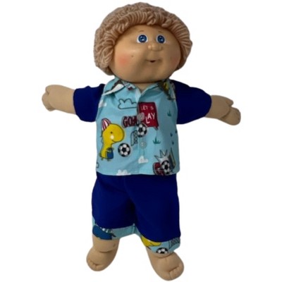 Doll Clothes Superstore Soccer Print Short Set Fits 15 Inch Cabbage Patch Kid Dolls