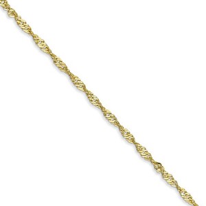 Black Bow Jewelry 1.7mm 10k Yellow Gold Polished Singapore Chain Necklace - 1 of 4