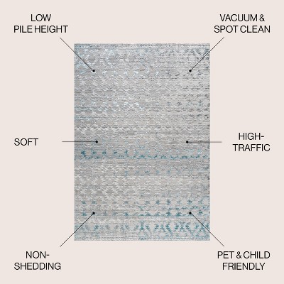Gray and Turquoise Trellis 8' x 10' Synthetic Area Rug