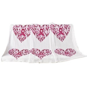 Plazatex Together We Rise Decorative Breast Cancer Awarenes Machine Washable Throw 50" x 70" White & Pink - 1 of 4