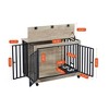 Dog Crate Furniture, Dog House Indoor with Feeding Bowl and Wheels, Wood Dog Crate Dog Kennels Decorative Dog Crate for Small Medium Dogs 38.5"W - 3 of 4