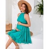 Womens Maternity Mock Neck Dress Sleeveless Smocked Waist Halter Dress - 3 of 4