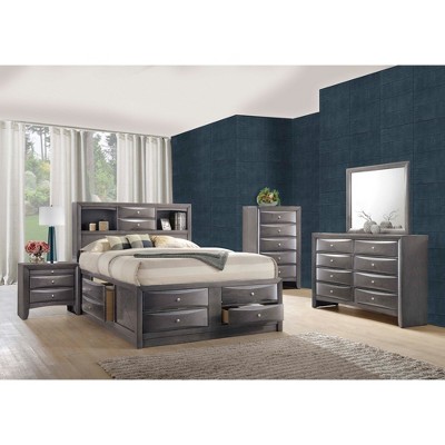 Madison Transitional 2-Drawer Gray Nightstand with Pull-Out Tray