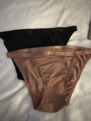 Hanes Women's 3pk Supersoft Low-rise Bikini Underwear Ob38as - Black/nude L  : Target
