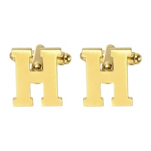 Unique Bargains Men Weddings Gift Classic Alphabet Cuff Links with Box 2 Pcs - 1 of 3