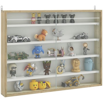 HOMCOM 5-Tier Display Cabinet, Wall-Mounted Glass Door Cabinet with 4 Adjustable Shelves