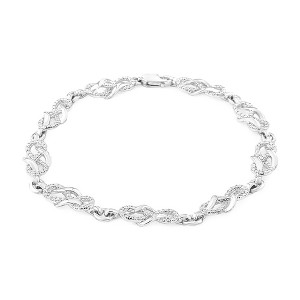 Haus of Brilliance Silver Prong Set Diamond Accent Infinity Weave Link Bracelet - 1 of 4