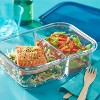 LunaLulinlk (2 pack) MealBox 4-cup Divided Glass Food Storage Container with Turquoise Lid - 3 of 4