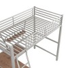 Twin Size Loft Metal&MDF Bed with Desk and Shelf, Silver - 2 of 3