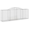 vidaXL Arched Gabion Baskets 2 pcs Set, 118.1"x19.7"x39.4"/47.2"- Durable Galvanized Iron Construction, Versatile Garden Decor/Barrier - Silver - 3 of 4