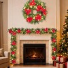 9ft Pre-Lit Christmas Wreath for Front Door, Extra Large Outdoor Artificial Wreath with Pine Cones for Indoor Porch & Party Decor - 4 of 4