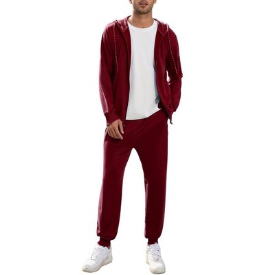 Men's Tracksuits 2 Piece Hooded Athletic Sweatsuit Zip Jogging Sportsuits