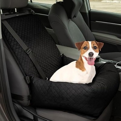 Pet Car Seat for Small to Medium Dogs and Cats up to 44lbs - Car Accessories Back by PETMAKER (Black)