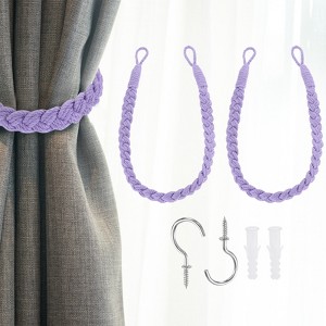 Unique Bargains Cotton Hand-Woven Decorative Metal Hook Curtain Drapes Holdbacks 23.6" - 1 of 4