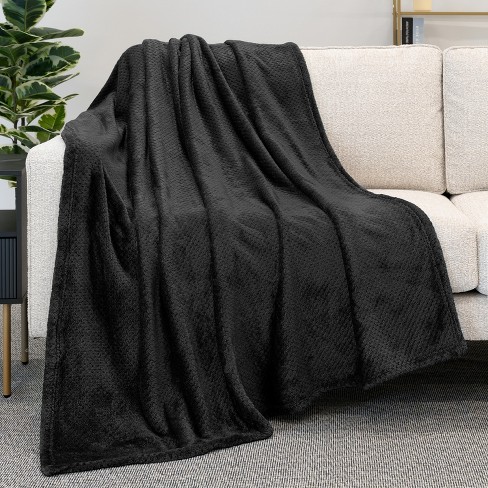 Pavilia Soft Waffle Blanket Throw For Sofa Bed Lightweight Plush Warm Blanket For Couch Black throw 50x60 Target