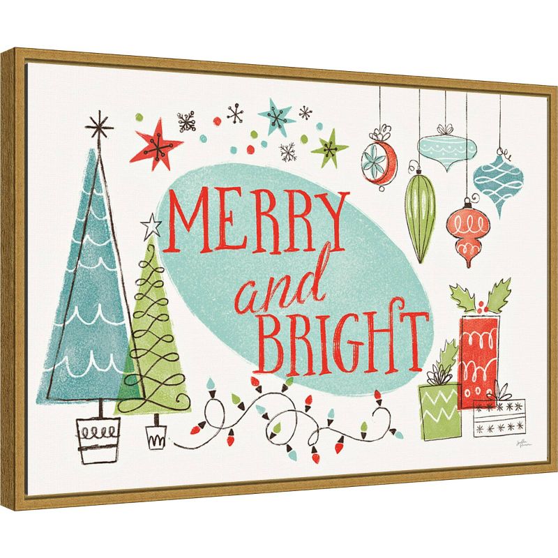 23&#34; x 16&#34; Merry and Bright Christmas Tree by Janelle Penner Framed Canvas Wall Art - Amanti Art, 3 of 10