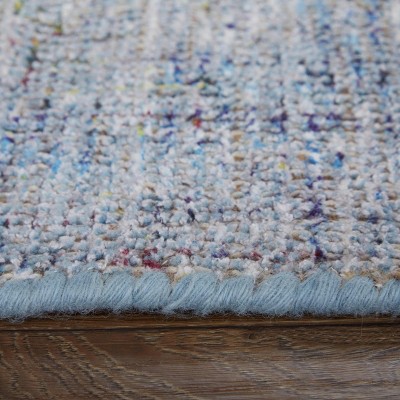 Handmade Tufted Wool-Viscose Blend Blue Rectangular Area Rug