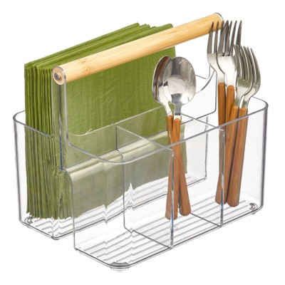 mDesign Plastic Divided Portable Shower Caddy Storage Organizer - Clear/Natural  
