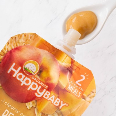 HappyBaby Clearly Crafted Pears Pumpkin Peaches &#38; Granola Baby Food Pouch - 4oz