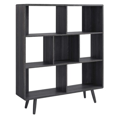 Modway Transmit 7-Shelf Bookcase – Modern Open Wood Grain Display Shelf for Living Room, Study, or Office Organization