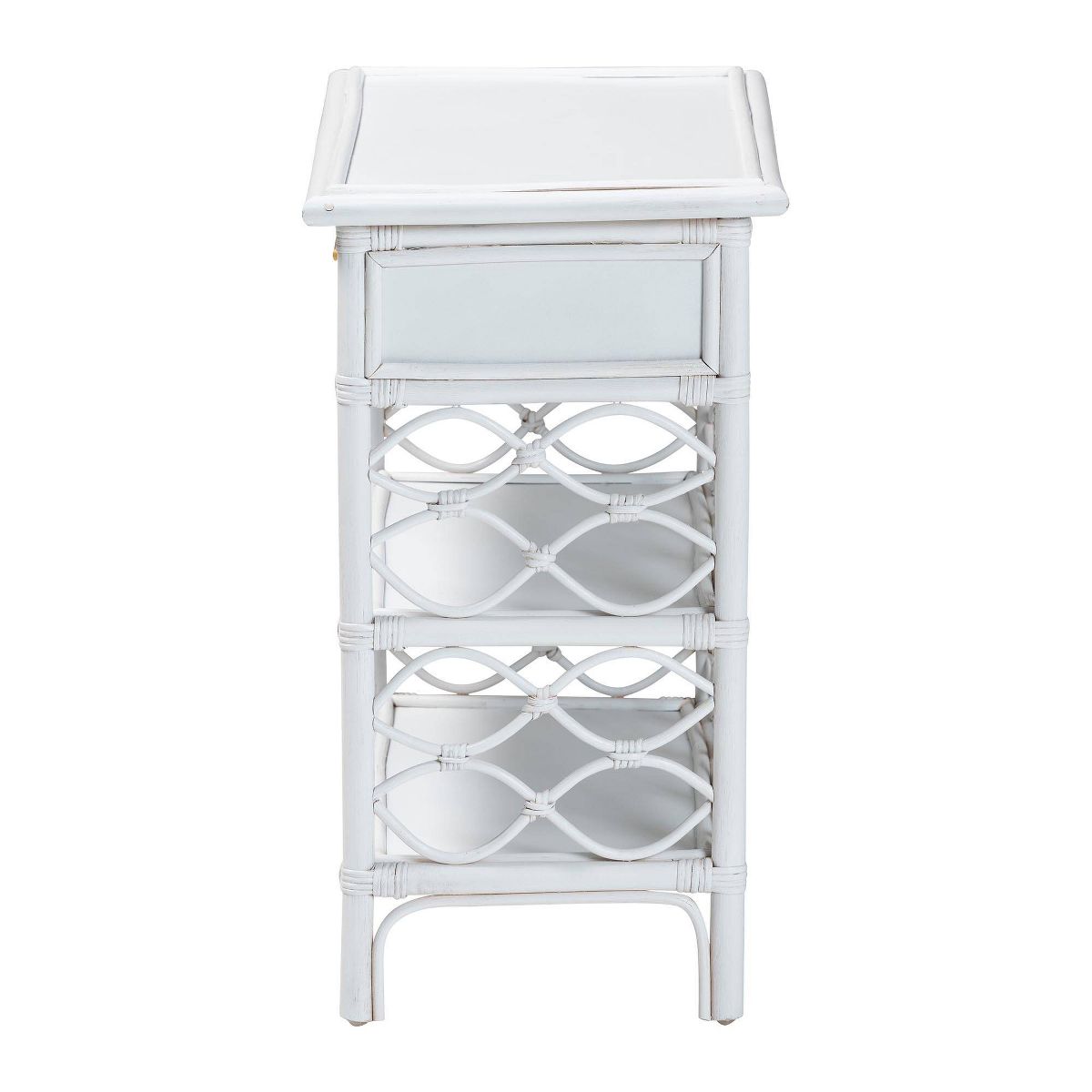 bali & pari Akane Natural Rattan Nightstand with Drawer and Open Shelves White - thumbnail 4