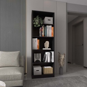 71in Contemporary Wood Bookcase with 5 Fixed Shelves and Closed Back Panel for Home Office or Living Room Storage-3irtyhousy - 1 of 4