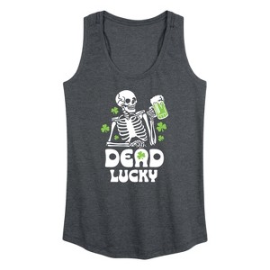 Women's - Instant Message - St. Patrick's Day Irish Skeleton Dead Lucky Graphic Racerback Tank - 1 of 4