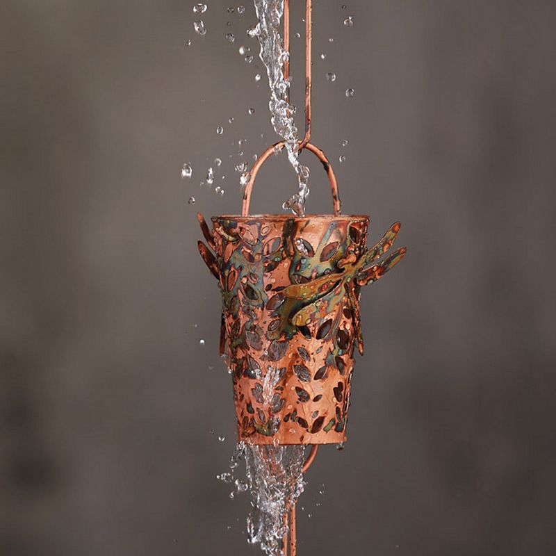 tagltd Dragonfly Cone Rain Chain Downspout Outdoor Use, 102 inches, 2 of 4