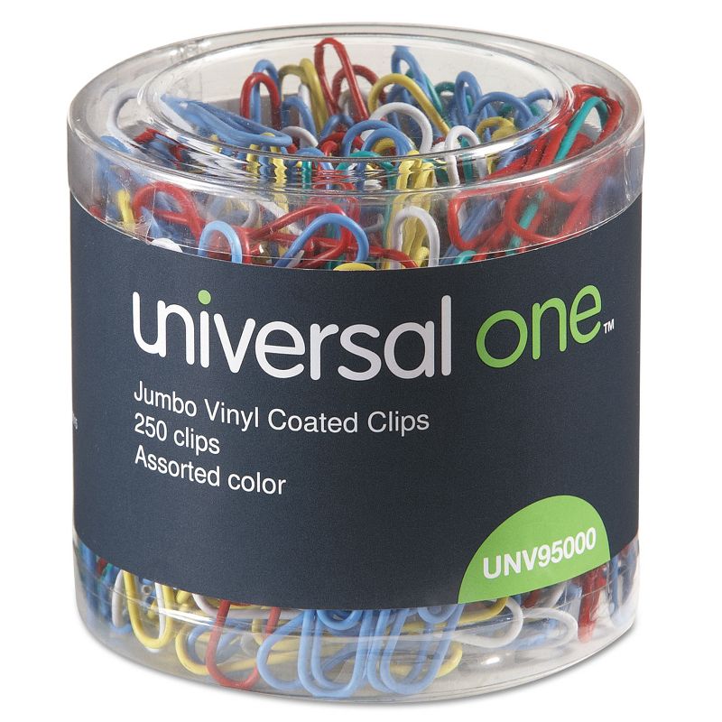 Universal Vinyl-Coated Wire Paper Clips Jumbo Assorted Colors 250/Pack 95000, 1 of 5