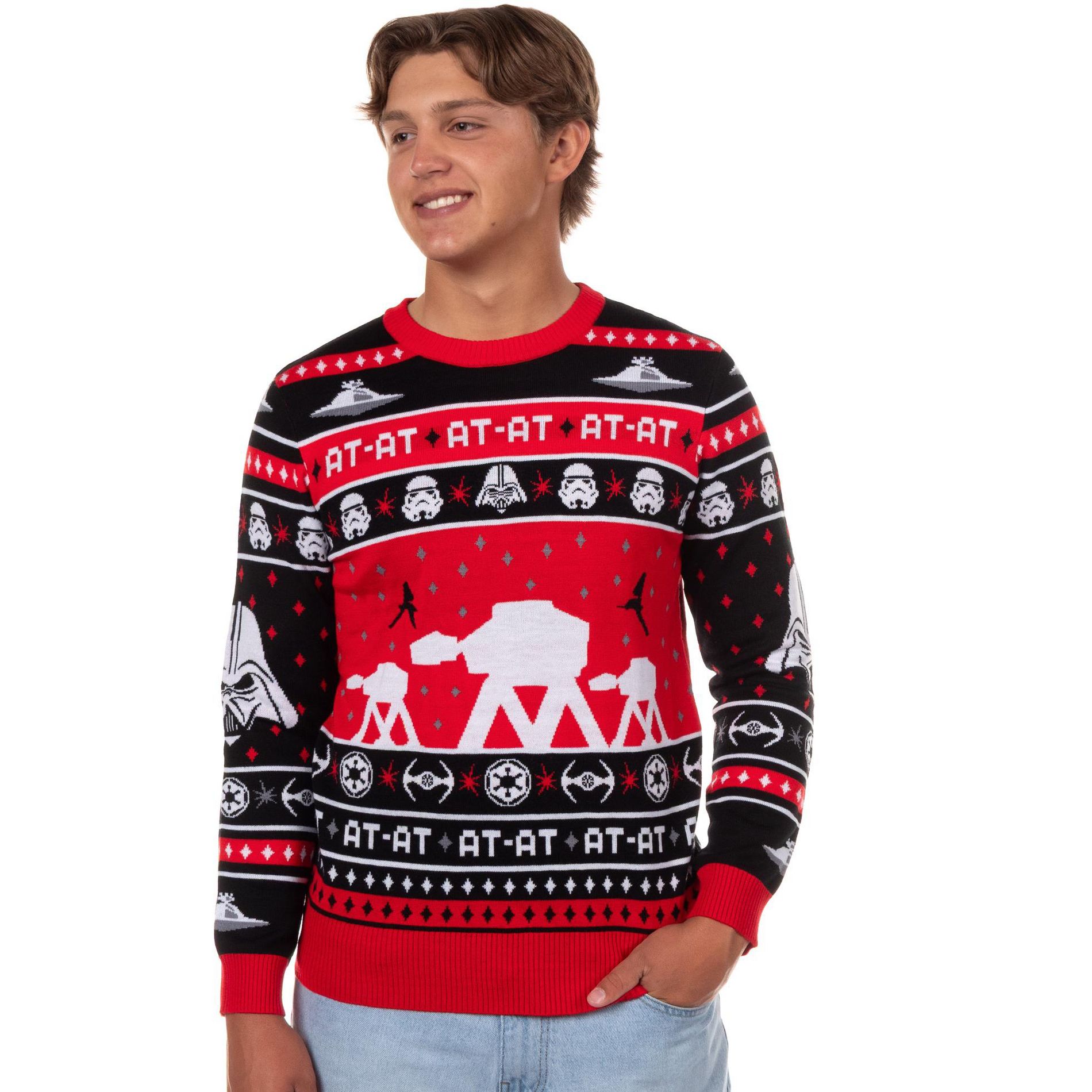 Seven Times Six Star Wars Men's AT-AT Walker Pullover Ugly Christmas Crewneck Sweater
