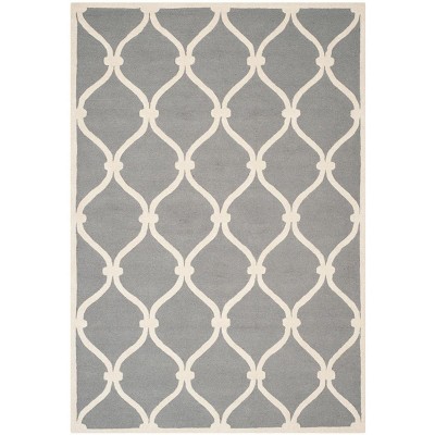 Hand-Tufted Dark Grey & Ivory Wool Area Rug 6' x 9'