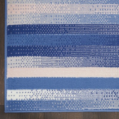 Whimsicle Blue Multicolor 8'4" x 11'6" Synthetic Stripe Rug