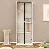 ATJafurn Entertainment Center Hidden Cat Litter Box Enclosure For 85inch Tv, Included Tv Stand And Glass Cabinet, Furniture Style Cat House - 3 of 4