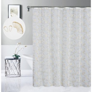 Dainty Home Clarissa Linen Textured Metallic Shower Curtain with 12 Hooks, 70" x 72" - 1 of 4