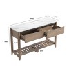 Farmhouse 2 Drawers Console Table, Tobacco Wood And White Marble Sofa Table-Cuddlewood - 4 of 4