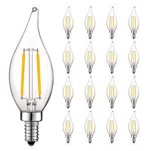 Luxrite Vintage Candelabra LED Bulbs Dimmable, 400 Lumens, 5000K Bright White, Chandelier Light Bulb, 4W=40W Equivalent, UL Listed, E12 Base 16 Pack - 1 of 4