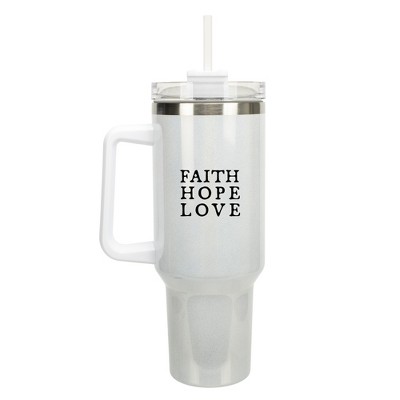100 North Faith Hope Love Blessed Always Wrap-Around 40 Oz. Stainless Steel Water Bottle Coffee Mug, Spill & Leak Resistant, Travel Tumbler with