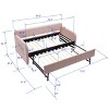 Vynxaria Twin Upholstered Daybed Frame with Trundle, Twin Size Sofa Bed for Bedroom Living Room Guest Room, Wood Slat Support,Pink - 3 of 4