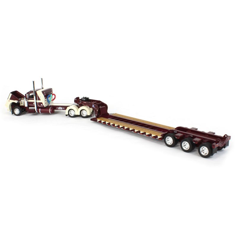 First Gear DCP 1/64 R.L. Spartz Trucking Garnet Peterbilt 389 with 36" Flat Top Sleeper and Red Fontaine Magnitude Lowboy Tri-Axle Trailer 60-1697, 4 of 7