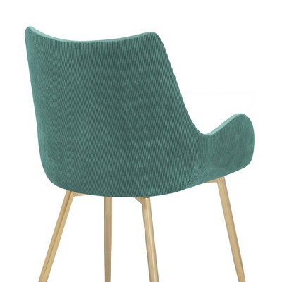 Teal High-Back Upholstered Arm Chair with Gold Metal Legs