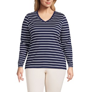 Lands' End Women's Relaxed Supima Cotton Long Sleeve V-Neck T-Shirt - 1 of 4