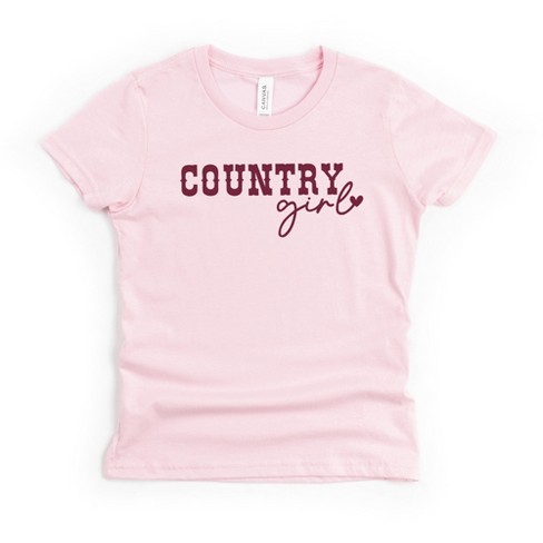 The Juniper Shop Country Girl Heart Girls Short Sleeve Tee - L - Pink