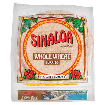 Sinaloa Burrito Size Whole Wheat Hawaii Wraps Tortillas - 17.6oz/8ct