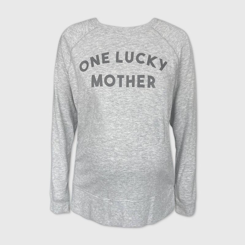 Maternity One Lucky Mother Graphic Sweatshirt - Isabel Maternity by Ingrid & Isabel™ Gray, 1 of 2