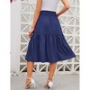 Clearlove Women's Ditzy Floral Print Midi Skirt Boho Elastic High Elastic Waist Pleated Swing A Line Flowy Casual Skirts - 3 of 4